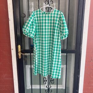 XL Green & White Gingham Dress with Puff Sleeves; Target Gingham Dress